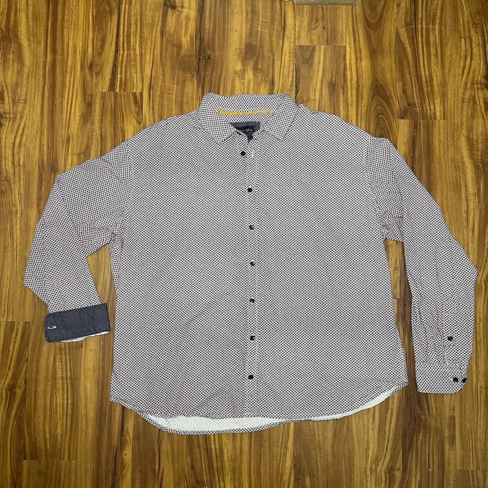 Gentlemen's Outfitters Shirt Mens 3XL Red Foulard Pattern Long Sleeve Button Up